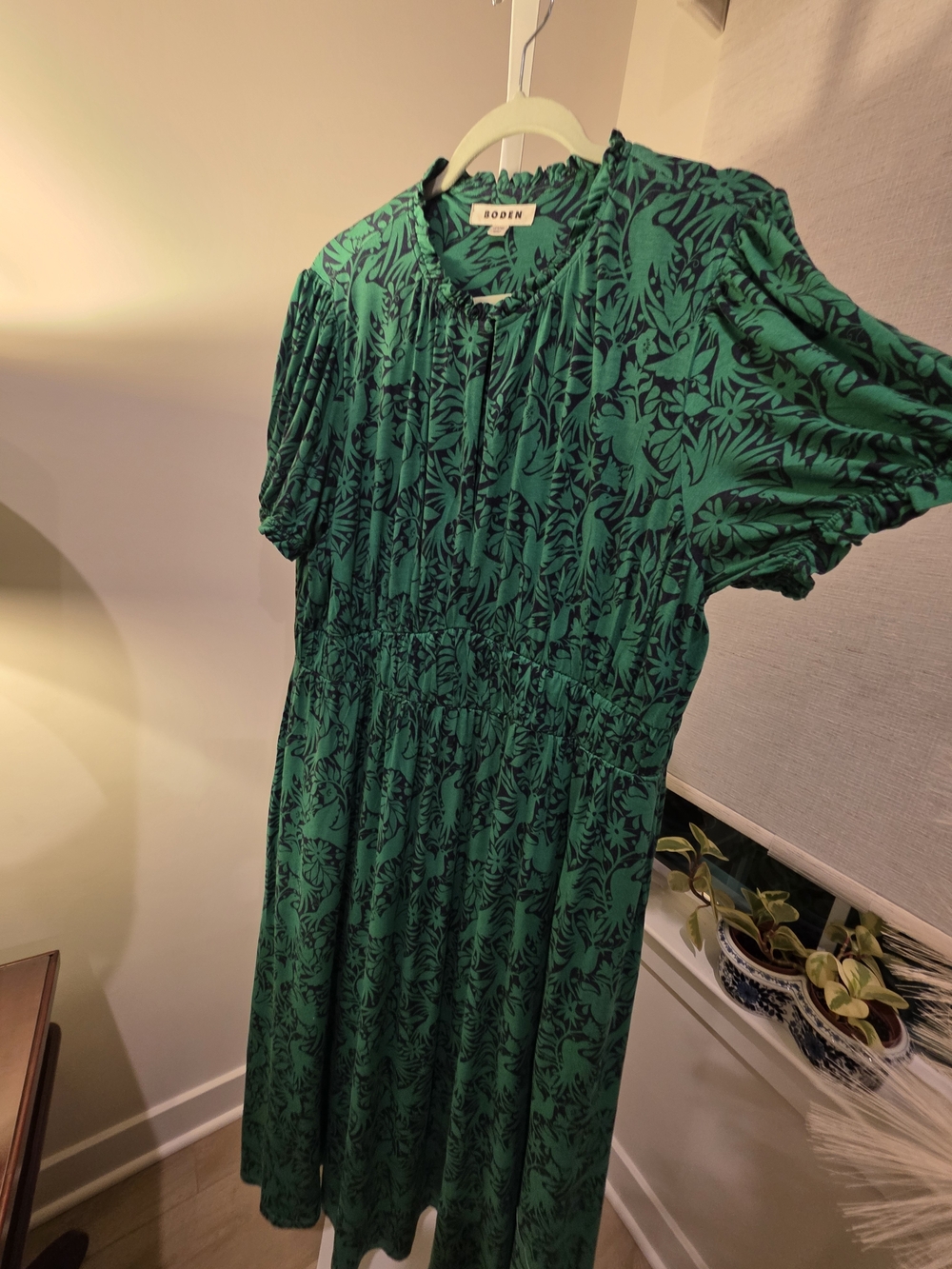 Boden Emerald Green Printed Short-Sleeve Maxi Dress Size 16/18 - Picture 11 of 16